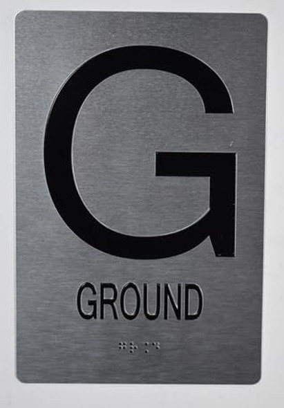 Floor Number Sign Tactile Graphics Grade 2 Braille Text With Raised Letters Aluminum, Safety Sign For Office, School Hospital,Brush Silver
