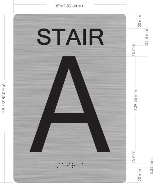 FLOOR NUMBER SIGN Tactile Graphics Grade 2 Braille Text with raised letters aluminum, Safety Sign for Office, school Hospital,brush SILVER