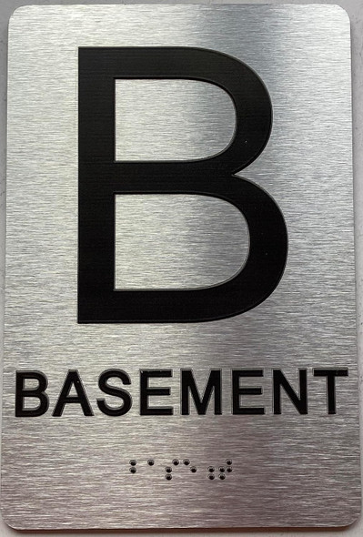 Floor number  with Raised letters/Image & Grade 2 Braille - Includes Red Adhesive pad for Easy Installation - The park Ave Line (Basement)