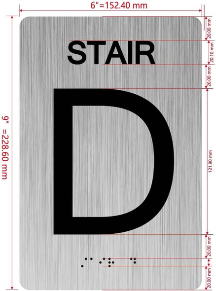 Floor number sign with Raised letters/Image & Grade 2 Braille - Includes Red Adhesive pad for Easy Installation - The park Ave Line (STAID D)