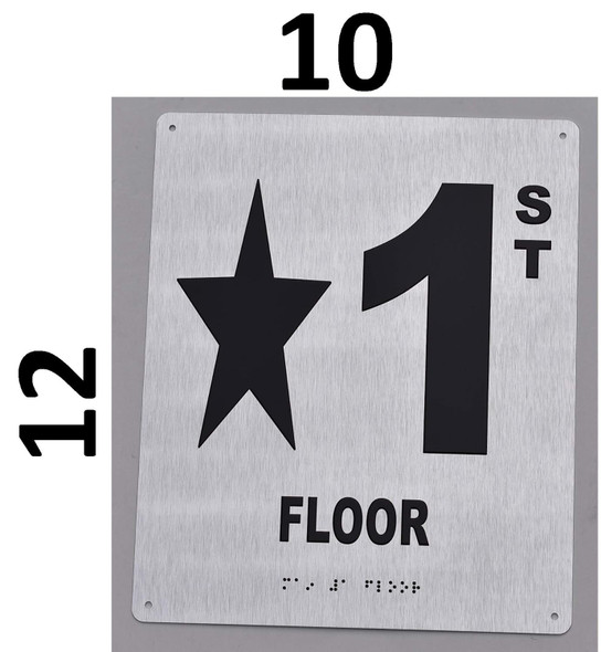 Floor Number Star 1 Sign- Floor Number Sign- Tactile Touch Braille Sign - The Sensation line