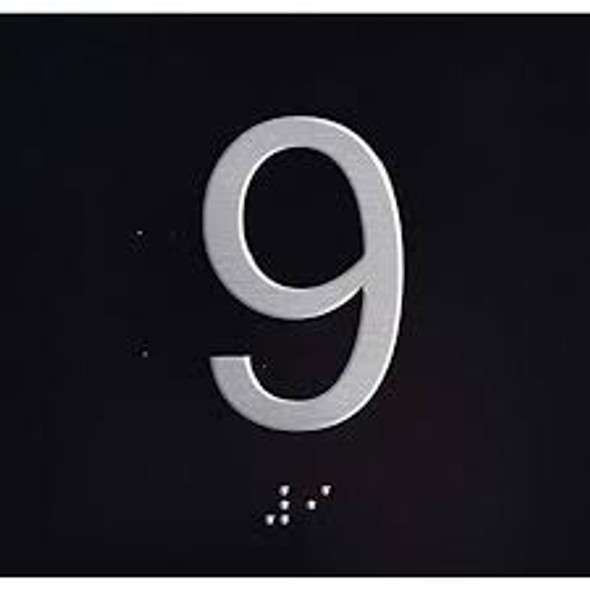 elevator 9th floor sign jamb plate sign black