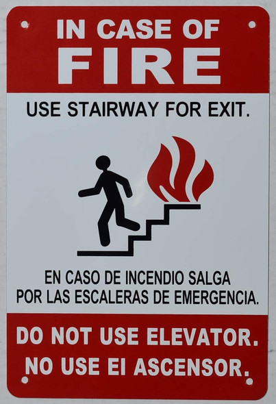 In Case Of Fire Do Not Use Elevator, Use Stairs Sign