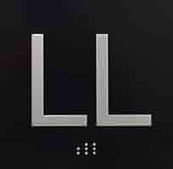 Floor LL ( Lower Level ) - Elevator floor number Jamb Plate sign with braille and raised letter size 4x4 inch -The sensation line ( Black/silver )