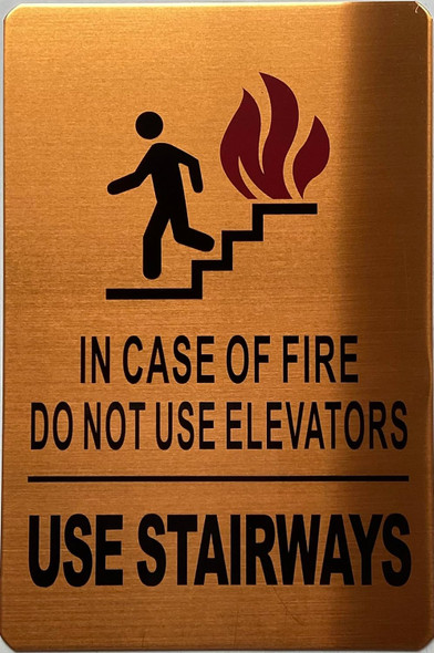 IN CASE OF FIRE DO NOT USE ELEVATORS SIGN - The Gold Mountain Line