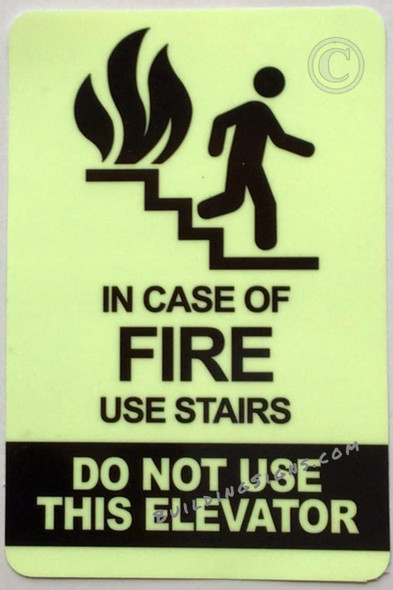 IN CASE OF FIRE USE STAIRS - do not use elevator sticker