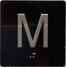 Floor M ( M ezzanine ) elevator floor number sign - jamb plate sign
