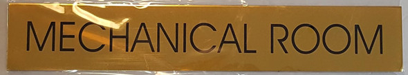 Mechanical Room Sign - Gold Background with SELF Adhesive Sticker for Indoor USE