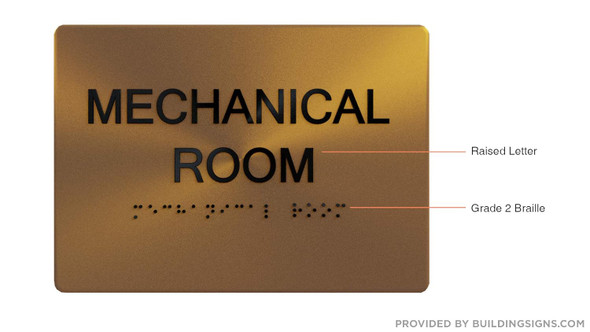 Mechanical Room Sign- Gold The Sensation line