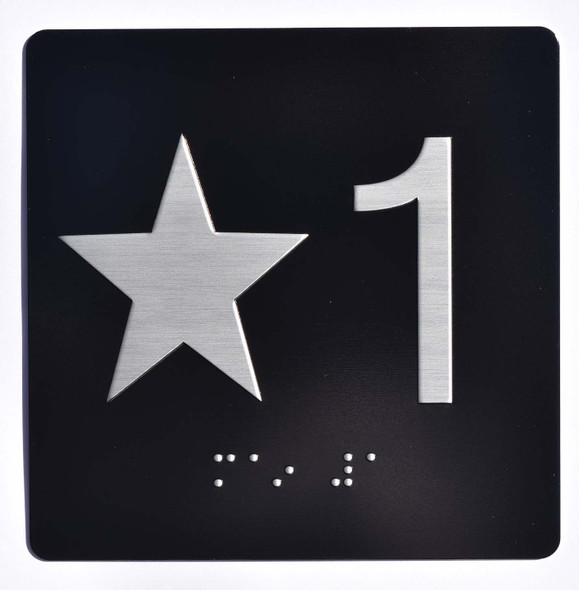 Elevator floor 1 sign jamb plate floor 1 ada black
