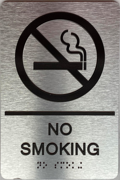 NO SMOKING  with Raised letters/Image & Grade 2 Braille - Includes Red Adhesive pad for Easy Installation - The park Ave Line
