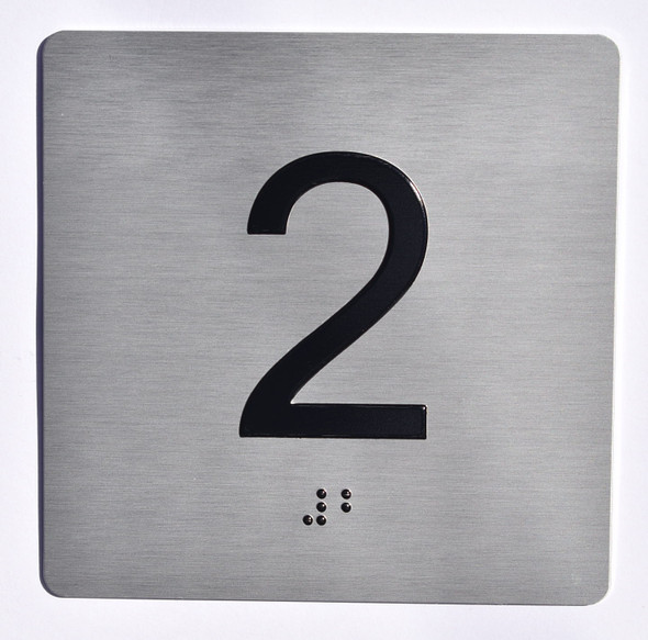 elevator floor 2 silver sign