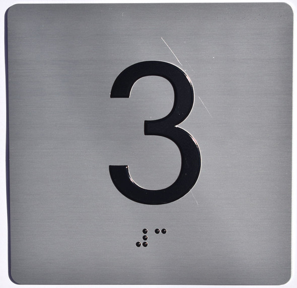 elevator floor 3 silver kamb plate sign