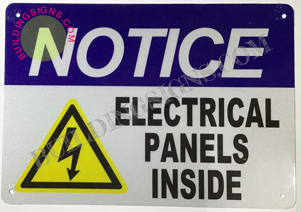 Notice Electrical Panels Inside Sign