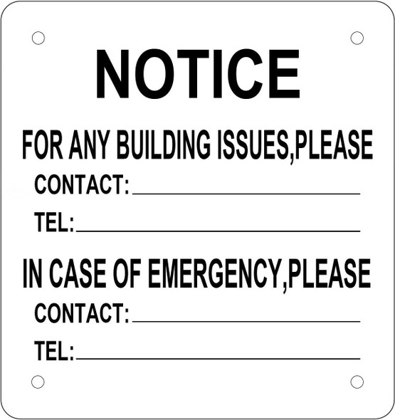 Notice For Any Building Issues Please Contact