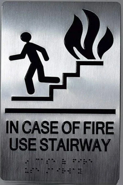 In case of fire use stairway sign elevator sign
