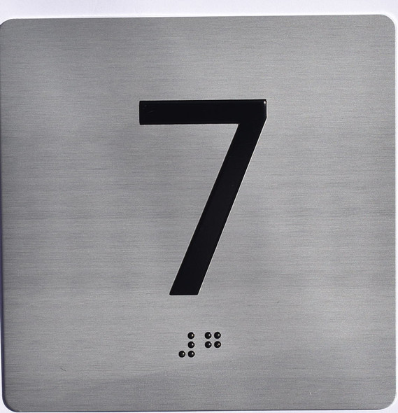 elevator floor 7 sign silver jamb plate floor 7 sign silver