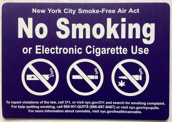 NYC NO SMOKING OR ELECTRONIC CIGARETTES IN COMMAND AREA OF THIS BUILDING SIGN