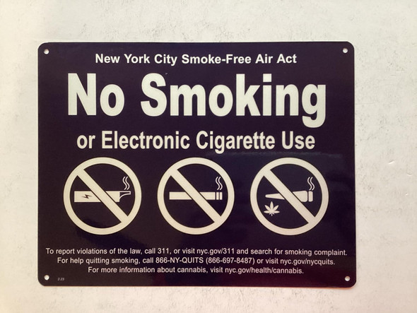 NYC NO SMOKING OR ELECTRONIC CIGARETTES SIGN