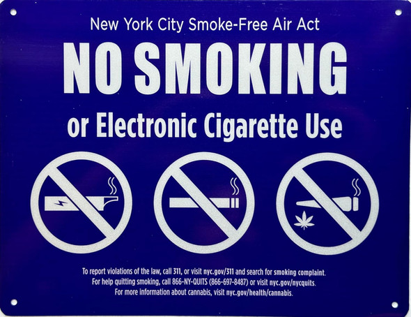 NYC NO SMOKING OR ELECTRONIC CIGARETTES  FOR RESTURANTS