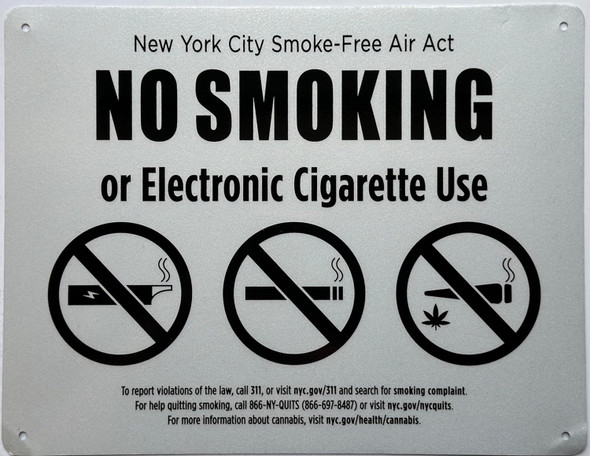 NYC NO SMOKING OR ELECTRONIC CIGARETTES SIGN FOR RESTURANTS