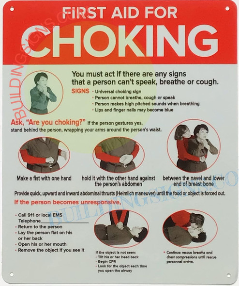 NYC RESTURANT SIGN- FIRST AID FOR CHOKING SIGN