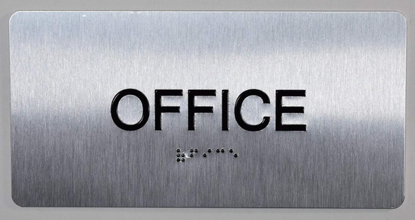 Office Sign Silver-Tactile Touch Braille Sign - The Sensation line