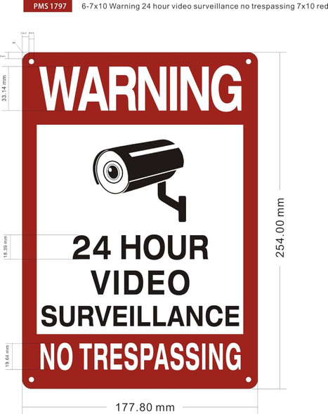 Warning 24 hour video surveillance no trespassing