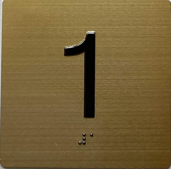 1ST FLOOR Elevator Jamb Plate sign With Braille and raised number-Elevator FLOOR 1 number sign - The sensation line Sign