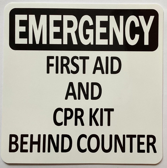 EMERGENCY FIRST AID & CPR KIT BEHING COUNTER SIGN