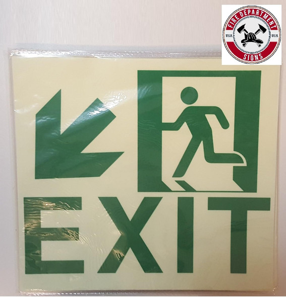 Photoluminescent "Running Man" Sticker 9x10 Inch DOWN LEFT