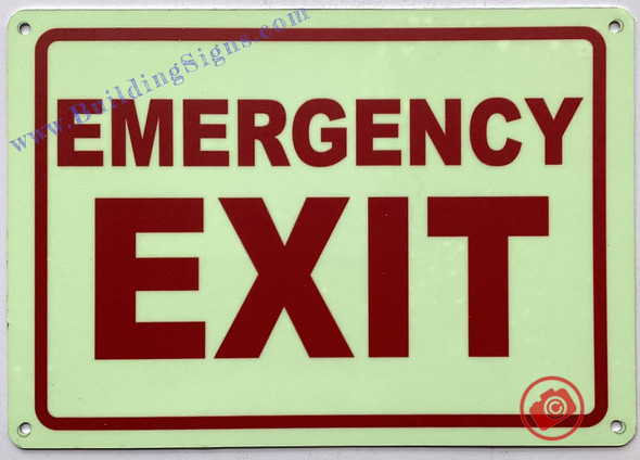 Photoluminescent EMERGENCY EXIT SIGN/GLOW IN THE DARK FIRE EMERGENCY EXIT SIGN