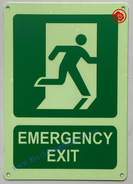 Photoluminescent EMERGENCY EXIT WITH SYMBOL SIGN/GLOW IN THE DARK EMERGENCY EXIT WITH SYMBOL SIGN