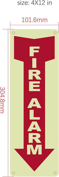 Photoluminescent FIRE ALARM SIGN WITH ARROW DOWN/GLOW IN THE DARK FIRE ALARM ARROW DOWN SIGN