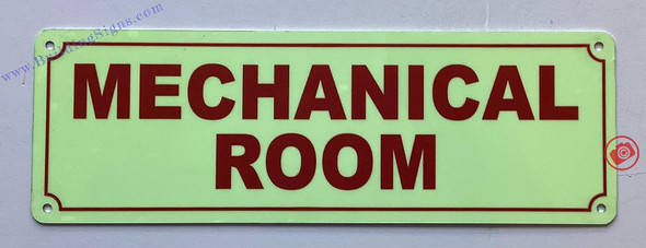 Photoluminescent MECHANICAL ROOM SIGN/GLOW IN THE DARK FIRE MECHANICAL ROOM SIGN