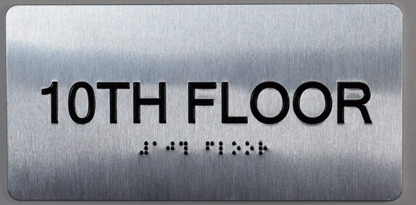 10th Floor Sign- Floor Number Tactile Touch Braille Sign - The Sensation line Sign