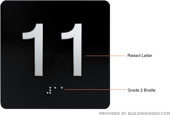 11TH FLOOR Elevator Jamb Plate  With Braille and raised number-Elevator floor number