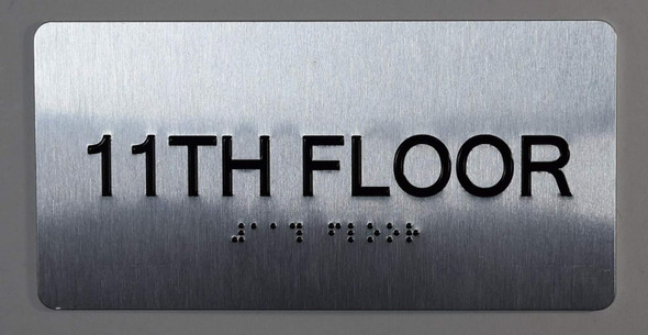 11th Floor Sign- Floor Number Tactile Touch Braille Sign - The Sensation line Sign