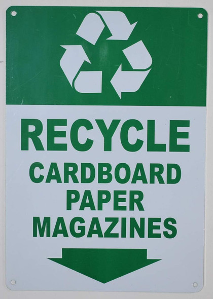 Recycle - Cardboard Paper Magazines Sign With Down Arrow Sign )