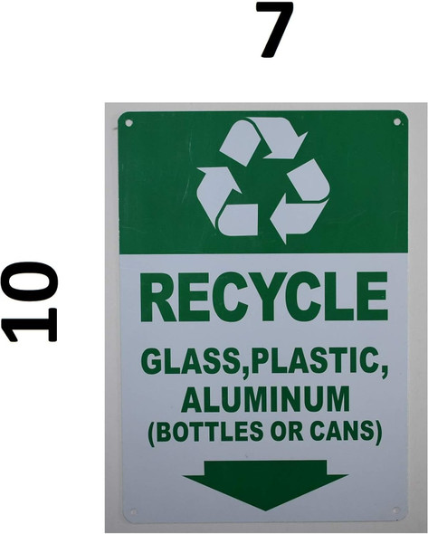 Recycle Glass,Plastic,Aluminium Sign (Green/White, Aluminium-Rust Free, Size 7X10)