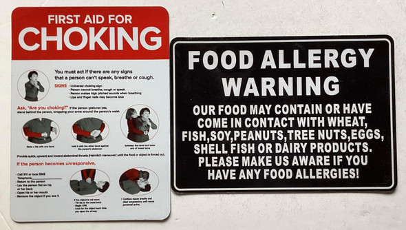 Restaurant Choking Magnet Sign and Restaurant Food Allergies Magnet Poster Magnet Signs, White and Black)-The Chef Choice