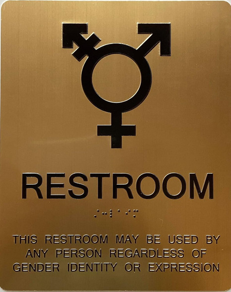 Restroom GENDER NEUTRAL SYMBOLS RESTROOM WALL  TACTILE  WITH BRAILLE, RAISED LETTER AND PICTOGRAM -The sensation line