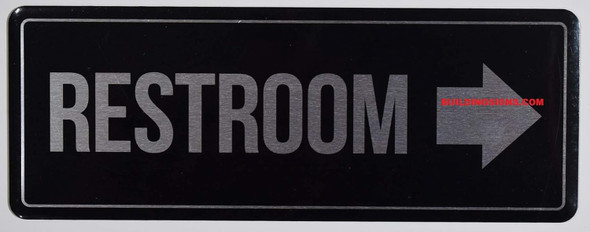 Restroom Right Arrow Sign