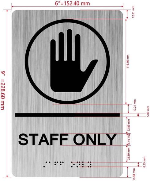 Restroom/Unisex ADA Compliant sign with Raised letters/Image & Grade 2 Braille - Includes Red Adhesive pad for Easy Installation - The park Ave Line (STAFF ONLY)