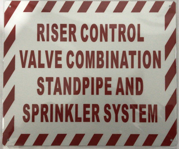 Riser Control Valve Combination Standpipe and Sprinkler System Sign
