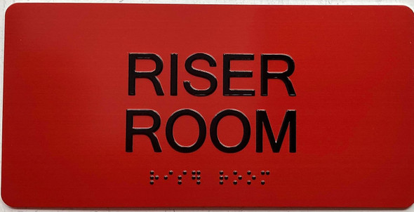 Riser Room sign Raised letters & Grade 2 Braille - Includes Red Adhesive pad for Easy Installation - The Sensation line