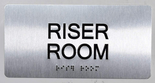 Riser Room Sign Silver-Tactile Touch Braille Sign - The Sensation line