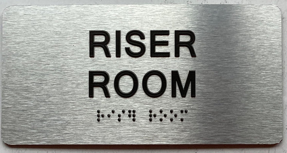 RISER ROOM  with Raised letters/Image & Grade 2 Braille - Includes Red Adhesive pad for Easy Installation - The park Ave Line