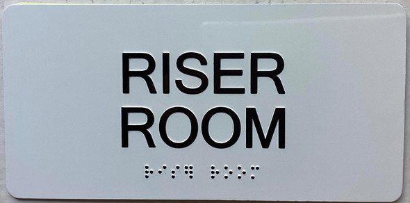 Riser Room  with Raised letters/Image & Grade 2 Braille - Includes Red Adhesive pad for Easy Installation - The sensation line