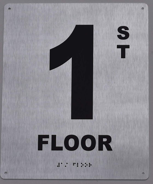 1ST Floor Sign- Floor Number Tactile Touch Braille Sign - The Sensation line Sign